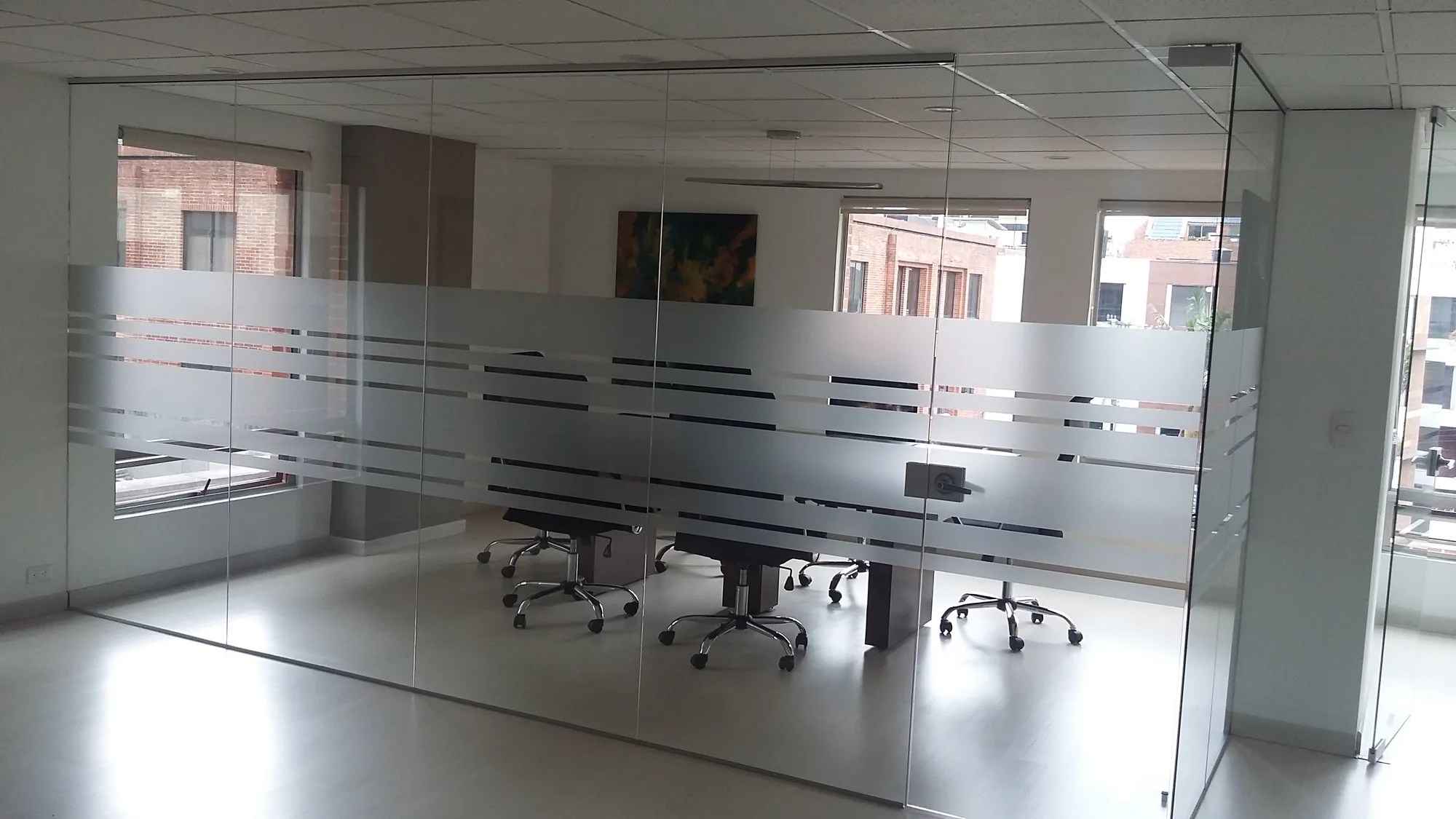 Boardroom with glass partitions